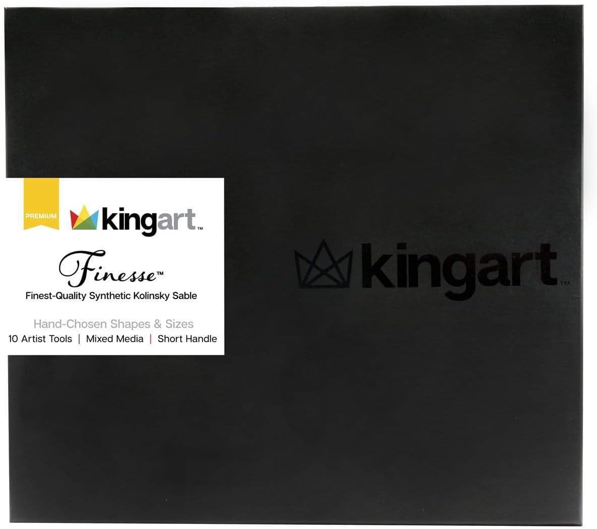 KINGART 1010C Premium 10 Pc. / Sizes Finesse 8020 Series Ultra Round Watercolor Artist Brush Set, Synthetic Kolinsky Sable Blend, Short Handle, Gift Boxed - Image 11