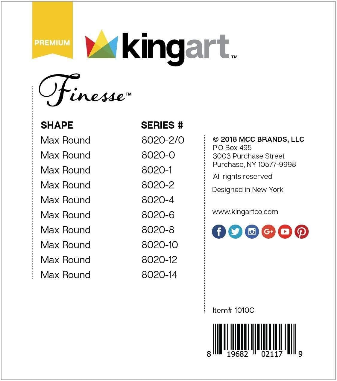 KINGART 1010C Premium 10 Pc. / Sizes Finesse 8020 Series Ultra Round Watercolor Artist Brush Set, Synthetic Kolinsky Sable Blend, Short Handle, Gift Boxed - Image 3