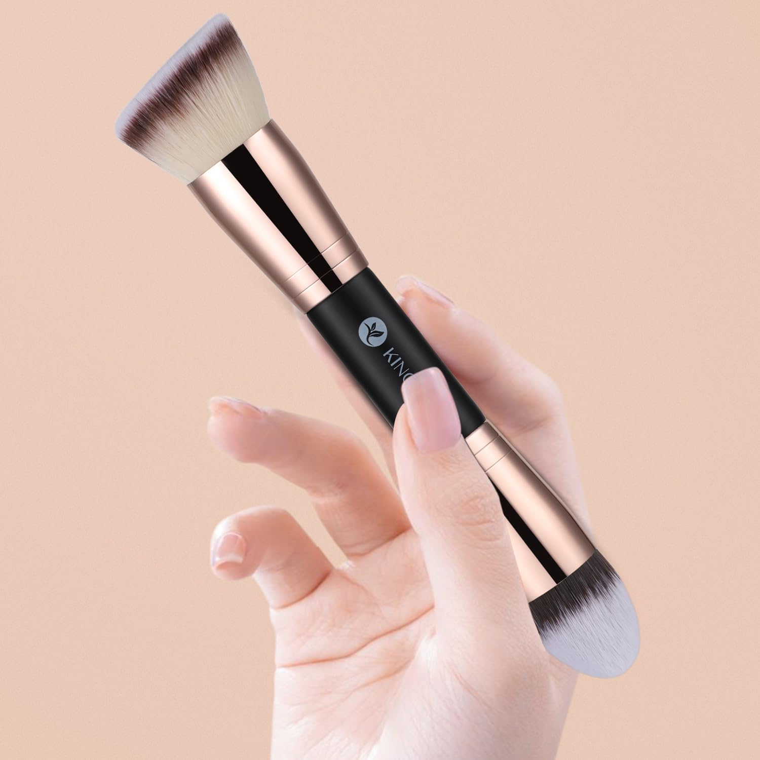 KINGMAS Foundation Makeup Brushes, 2Pcs Premium Double-Ended Makeup Brush (Flat/Angled/Angled Round/Tapered Top) for Buffing Liquid, Cream, Powder, Blending Face Brush - Image 2