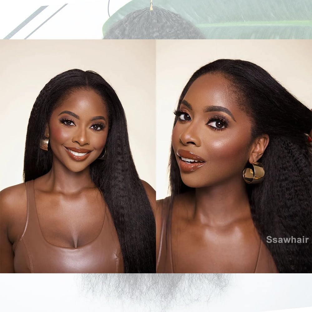 Kinky Straight Crochet Human Hair Knotless Pre-Separated Yaki Straight Human Hair With String Pre-Looped Reusable Feather Crochet Hair Extensions 20Inch 60g 50Strands - Image 9
