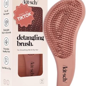 Kitsch Detangler Hair Brush for Curly or Straight, Wet and Dry Hair, Detangling Brush with Flexible Hairbrush Bristles, Hair brushes for Women & Men, Adults & Kids, for Shower & Travel - Terracotta