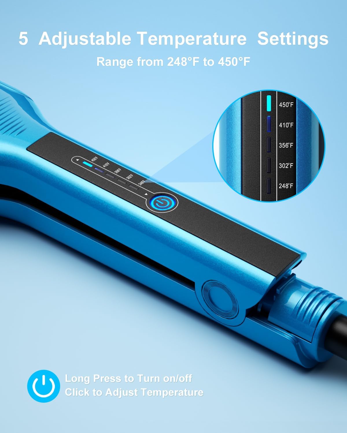 K&K Extra Wide 2.25" Hair Straightener, Flat Iron Infused with Argan Oil & Keratin, Professional Straighteners for Less Frizz, Shinier & Smoother Hair, Shine Therapy Styling Tools - Image 5