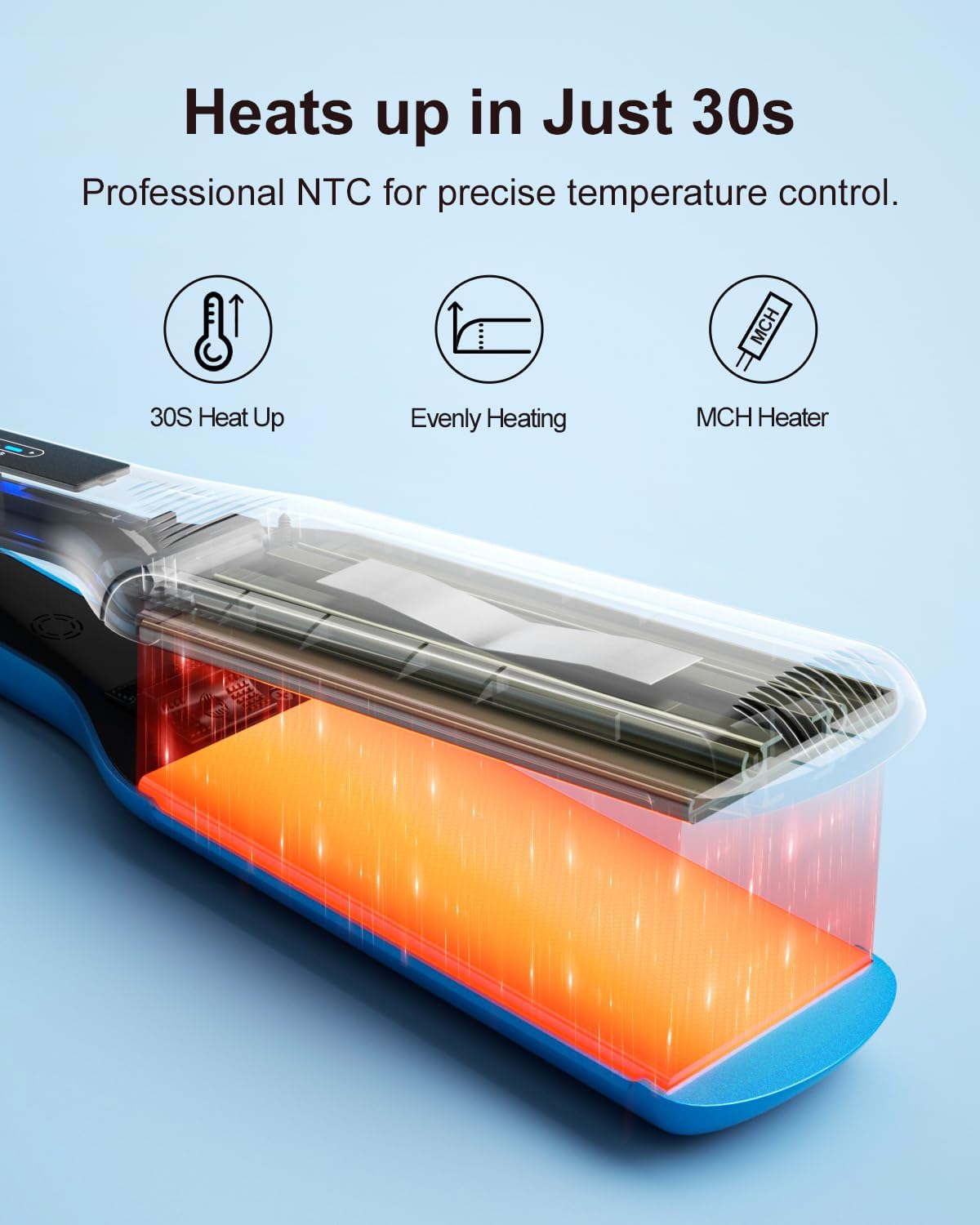 K&K Extra Wide 2.25" Hair Straightener, Flat Iron Infused with Argan Oil & Keratin, Professional Straighteners for Less Frizz, Shinier & Smoother Hair, Shine Therapy Styling Tools - Image 4
