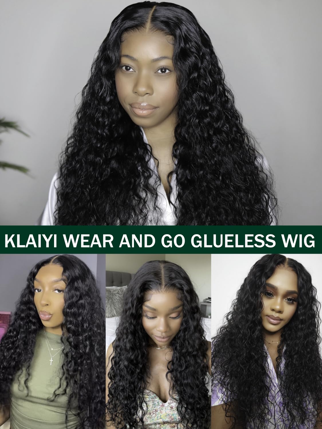 KLAIYI Pre Everything 13x4 Glueless Lace Front Wig Human Hair Water Wave Bye Bye Knots Put On and Go Wig Pre Cut Lace Pre Bleached Pre Plucked 30S Easy To Wear Beginner Curly Wig with Baby Hair 24Inch - Image 6