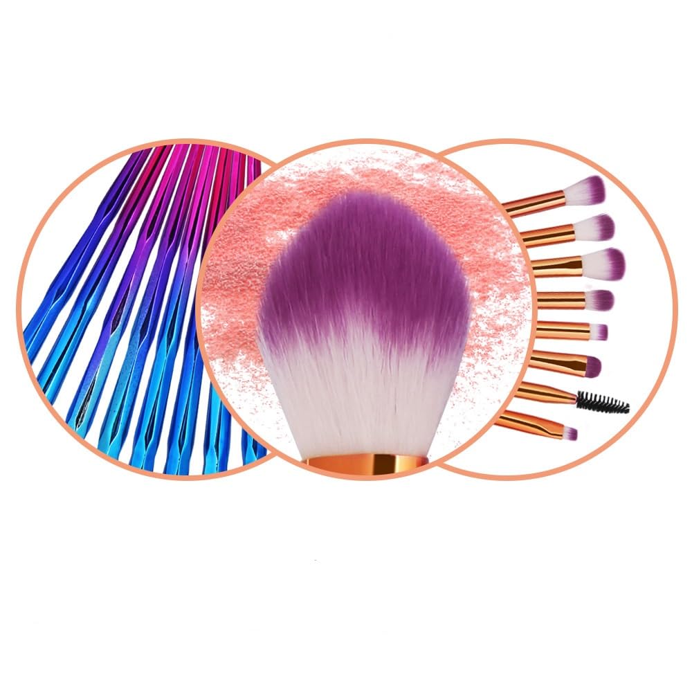 KOLIGHT Pack of 20pcs Cosmetic Eye Shadow Sponge Eyeliner Eyebrow Lip Nose Foundation Powder Makeup Brushes Sets (purple) - Image 3