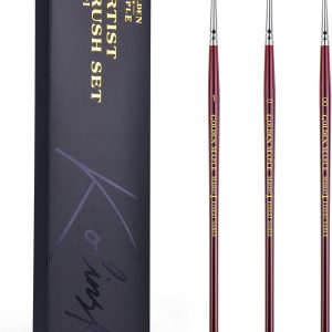 Kolinsky Sable Miniature Paint Brushes Professional Detail Paint Brushes, Golden Maple Ultra Fine Paint Brushes for Miniatures, Details, Fingure, Size 00, 0, 1