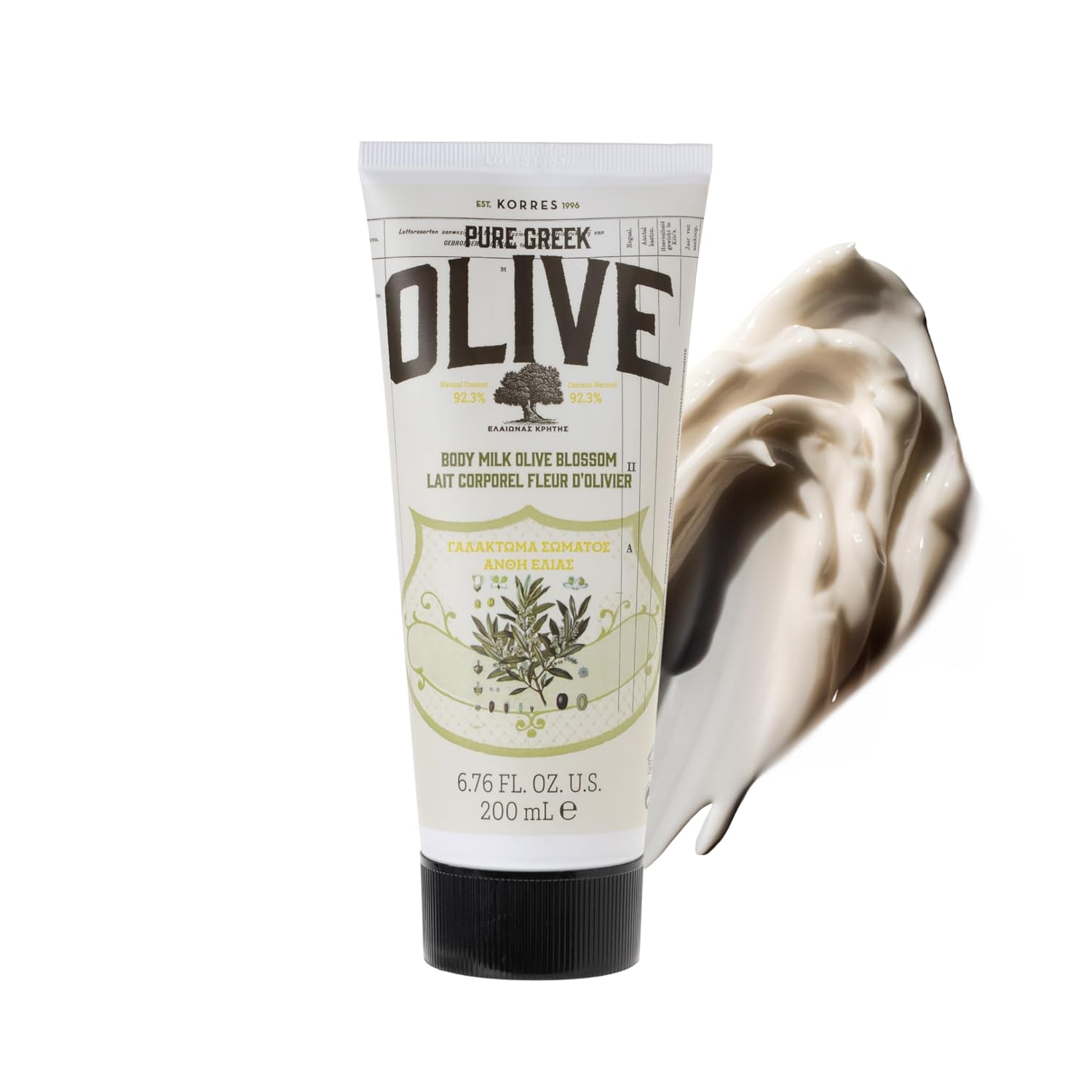 KORRES Olive Body Lotion for Dry Skin Moisturizer Cream with Vitamin E, Aloe and Pure Greek Olive Oil for Body Care, Hydrating & Nourishing for Smooth, Supple Skin,