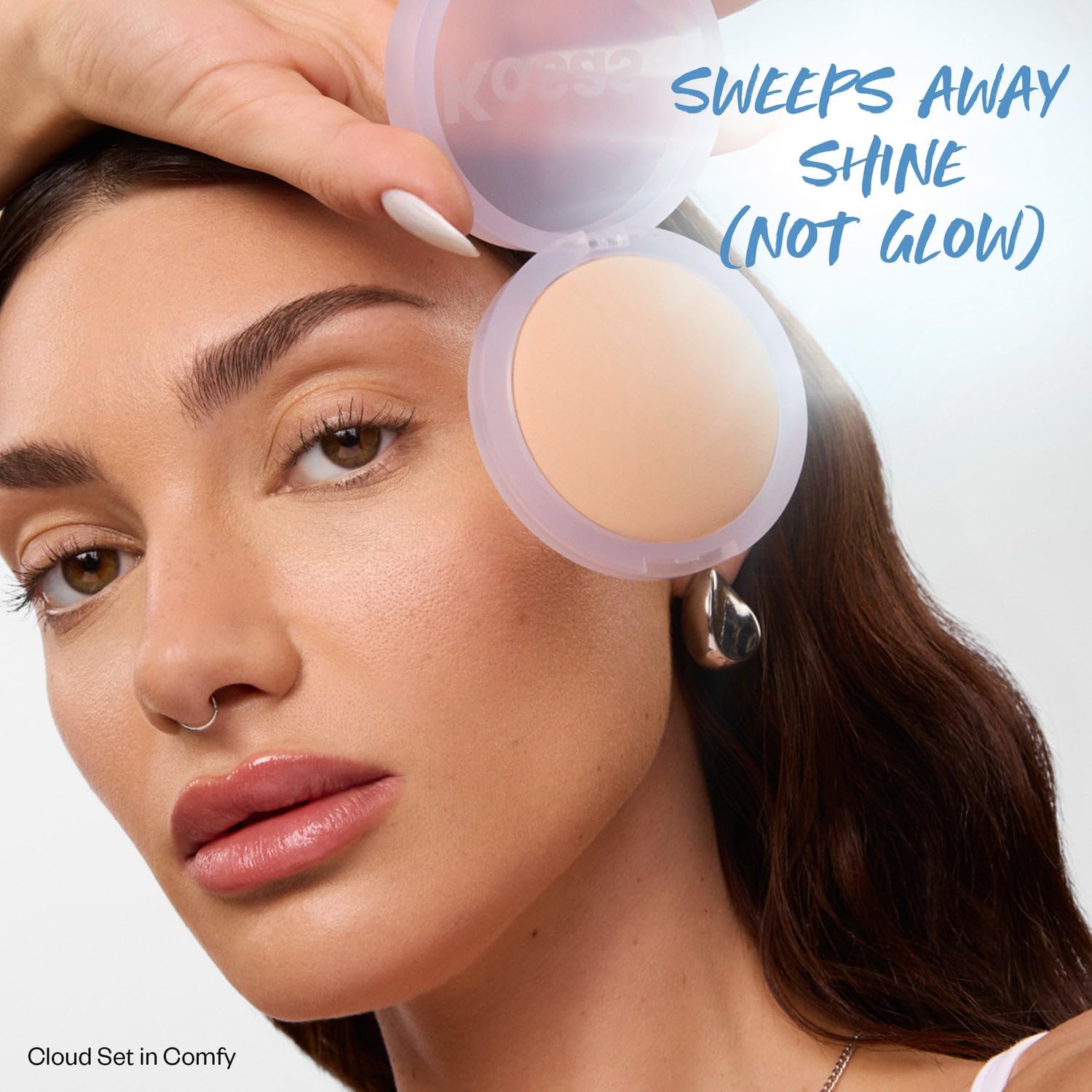 Kosas Mini Cloud Set Face Setting Powder - Smoothing Shine Control, Soft, Sheer Translucent Makeup Finish, Portable & Long-Lasting Loose Pressed Baking Powder - Comfy (Sheer Medium) - Image 3