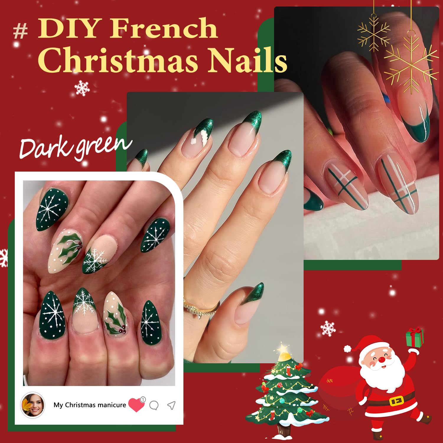 KQueenest 30 Pcs Dark Green French Tip Press on Nails Short Almond Nails Acrylic, Medium Natural Nude Fake Nails Press ons, Classic French Glue on Nails Short, French Tip Nails for Women Daily Wear - Image 5