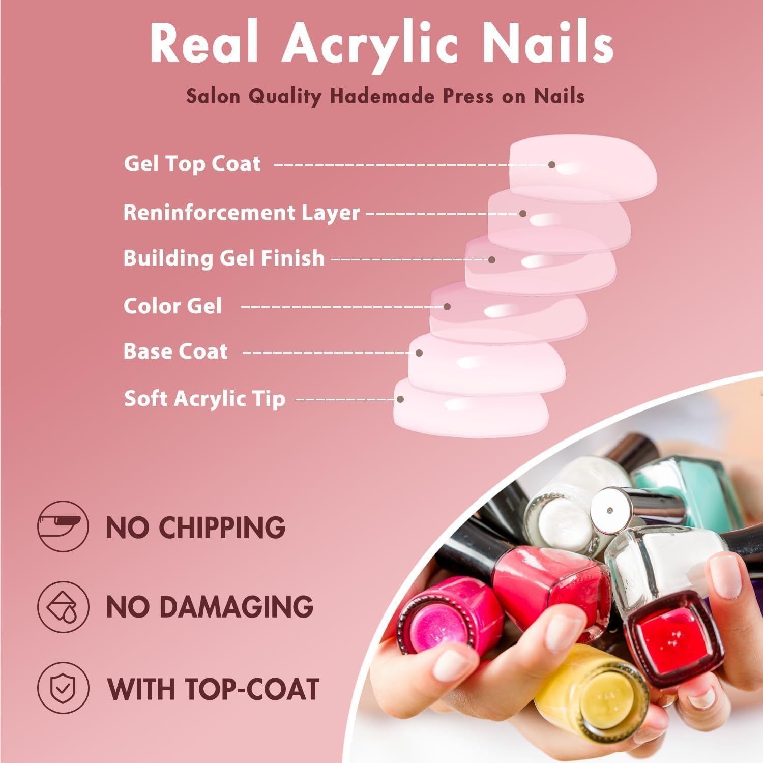 KQueenest Acrylic Press on Nails Short Medium Coffin, Milky White Solid Color Fake Nails Nails Press ons, Short Ballerina Glue on Nails With Glazed Finish, Simple Stick on Nails False Nails For Women - Image 5
