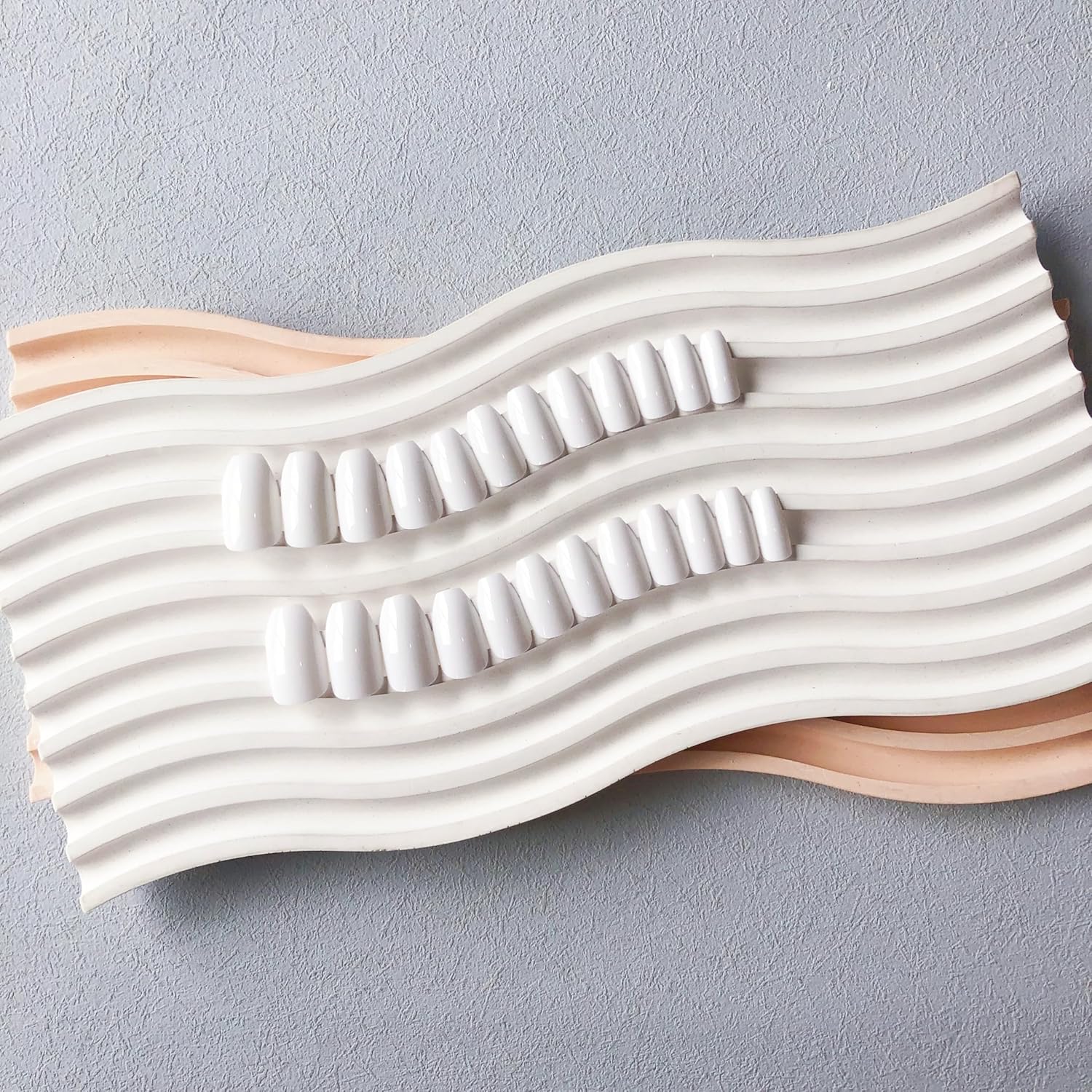 KQueenest Acrylic Press on Nails Short Medium Coffin, Milky White Solid Color Fake Nails Nails Press ons, Short Ballerina Glue on Nails With Glazed Finish, Simple Stick on Nails False Nails For Women - Image 4