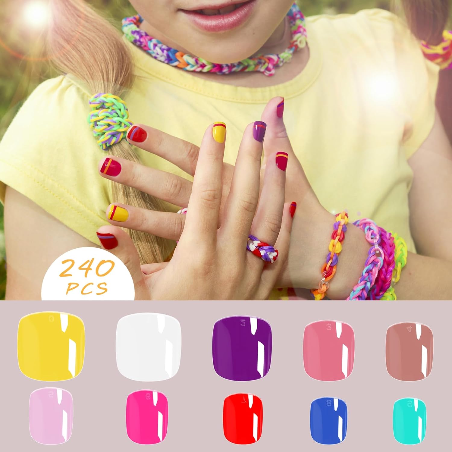 krofaue Kids Short Clear False Nails - 240Pcs Full Cover Press on Nails for Little Girls Children Fake Nails Fingernail Decoration 10 Sizes Clear Soft Gel Nail Tips for Kids - Image 5