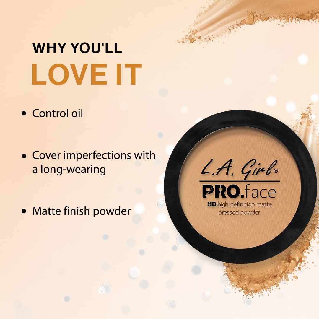 L.A. Girl Pro.Face Matte Pressed Powder, Medium Beige GPP609 - Image 2