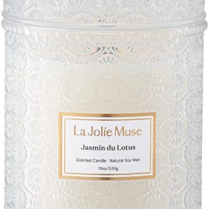 LA JOLIE MUSE Jasmin Candle, 19 oz Wood Wicked Scented Candle Gifts for Women&Men, Large Jar Candles for Home, 90 Hours Long Burning, Jasmin du Lotus