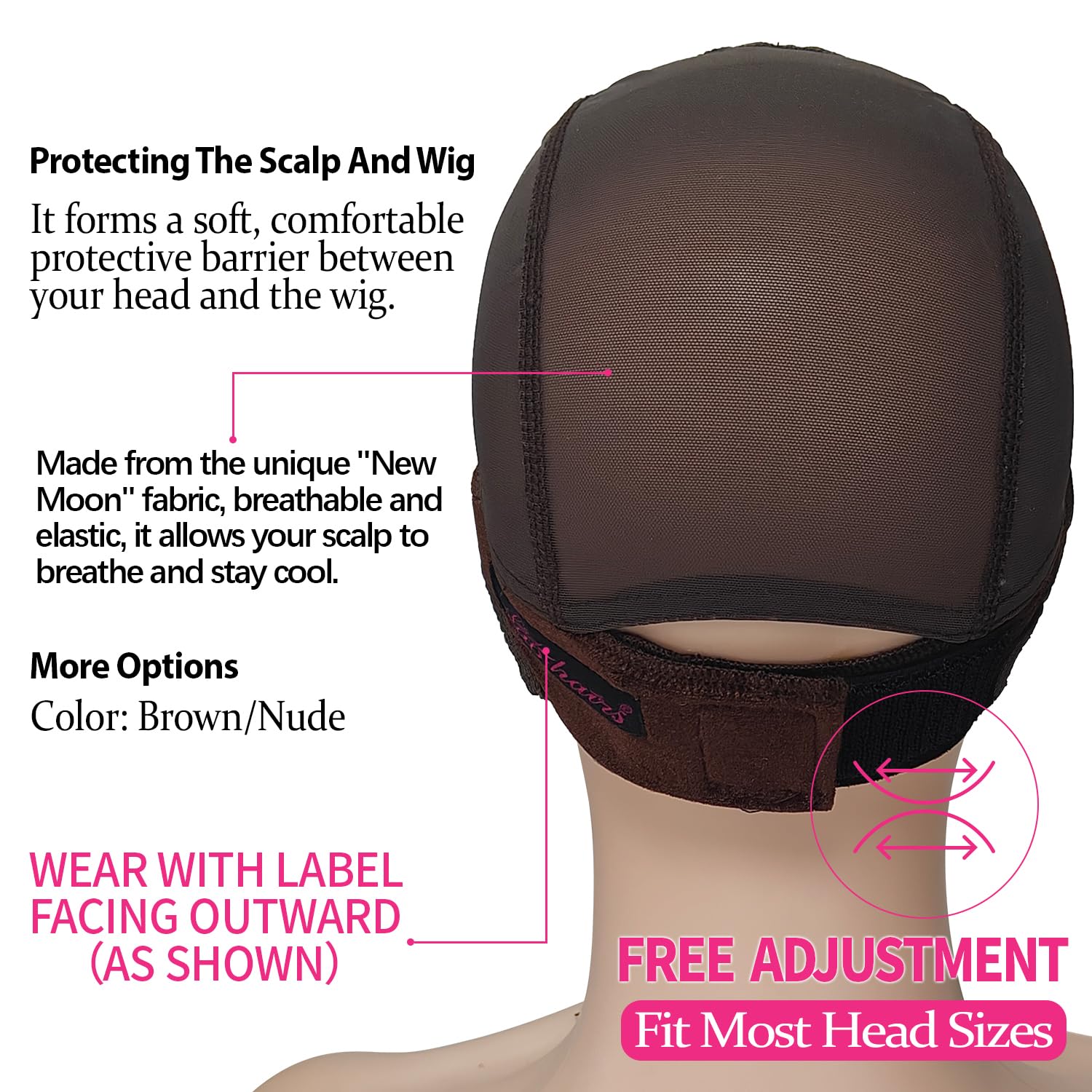 Labhairs Lace-MAX Wig Grip Cap for Women - Non Slip, Adjustable Wig Caps Holds Glueless Wigs Securely in Place, Reusable HD Lace Cap with Headband for Lace Front Wigs, One Size Fits All (Brown) - Image 3