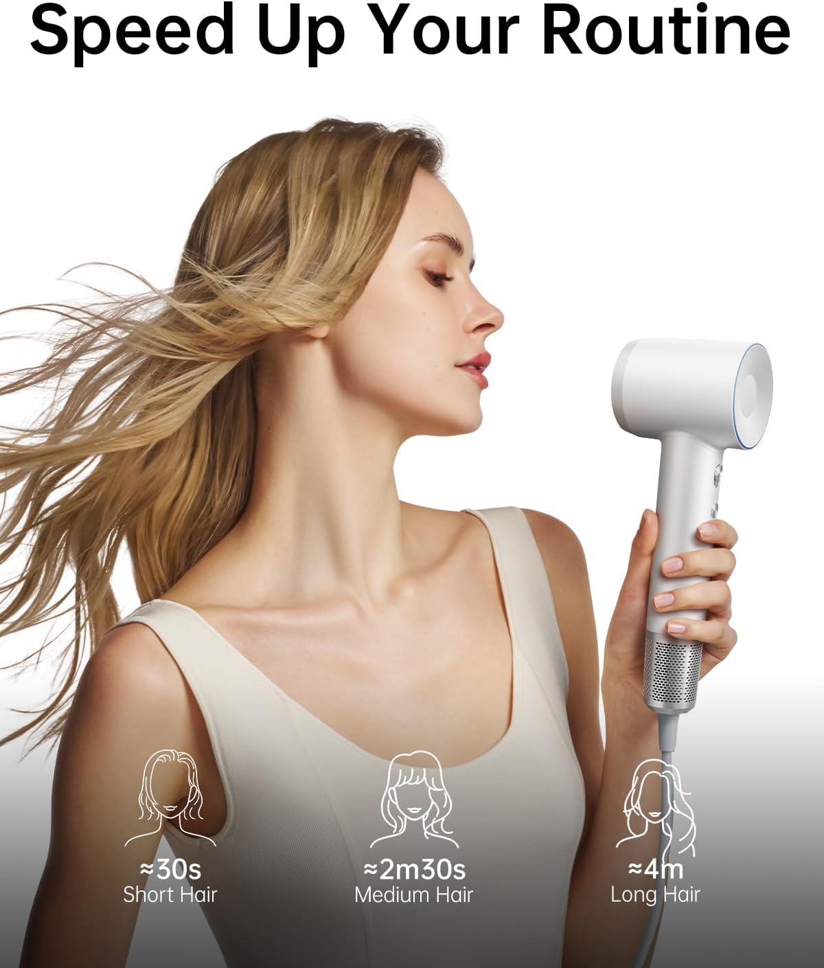 Laifen Hair Dryer, High Speed 200M Ionic Blow Dryer with 110, 000 RPM Brushless Motor for Fast Drying, Low Noise, Hairdryer with Magnetic Nozzle - Image 2
