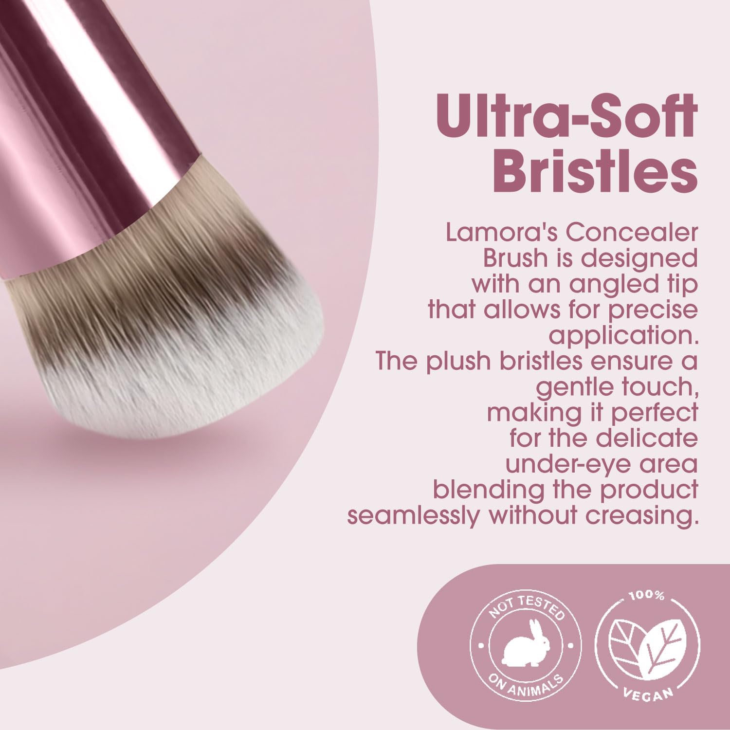 Lamora Concealer Makeup Brush Under Eye - Mini Angled Flat Top Kabuki Nose Contour Brush - Ideal for Concealing Blending Setting Buffing with Powder Liquid Cream Cosmetic - Pro Small Foundation Brush - Image 5