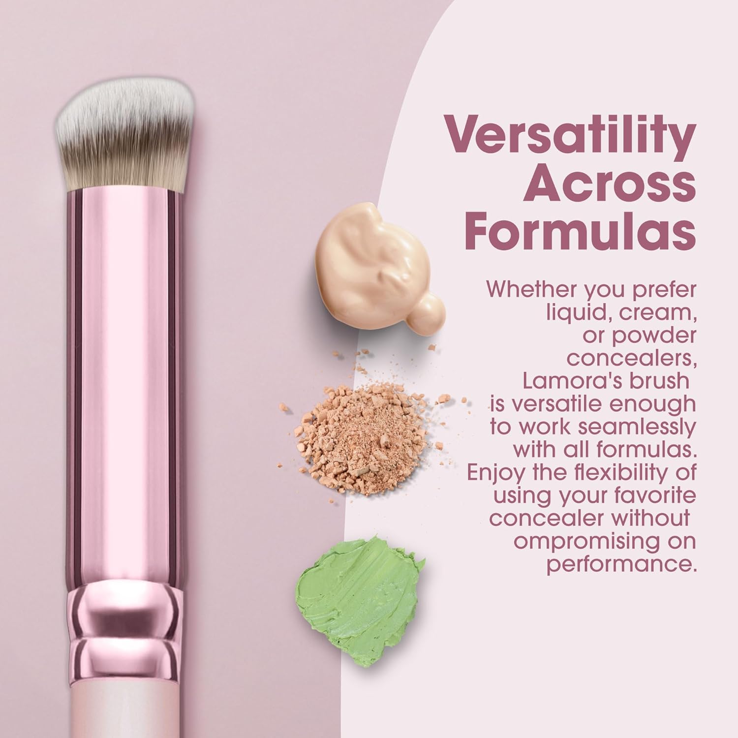 Lamora Concealer Makeup Brush Under Eye - Mini Angled Flat Top Kabuki Nose Contour Brush - Ideal for Concealing Blending Setting Buffing with Powder Liquid Cream Cosmetic - Pro Small Foundation Brush - Image 4