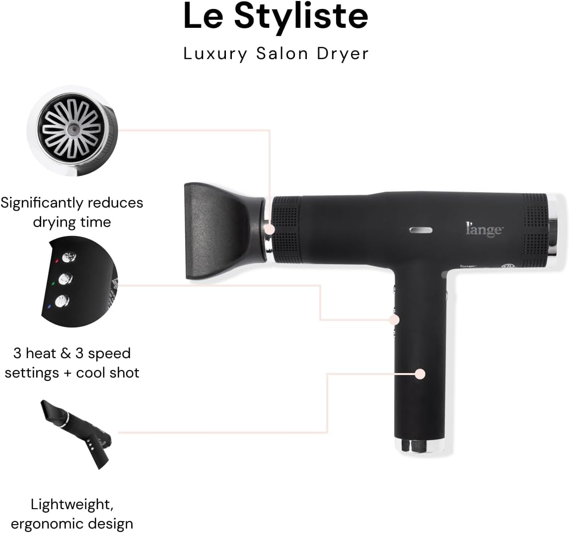 L'ANGE HAIR Le Styliste Luxury Hair Dryer | Quiet Brushless Blow Dryer with Diffuser | 1875 Watts for 4X Faster Drying | Hairdryer with 3 Heat & Speed Settings | Best Hair Dryers for Blowouts - Image 2