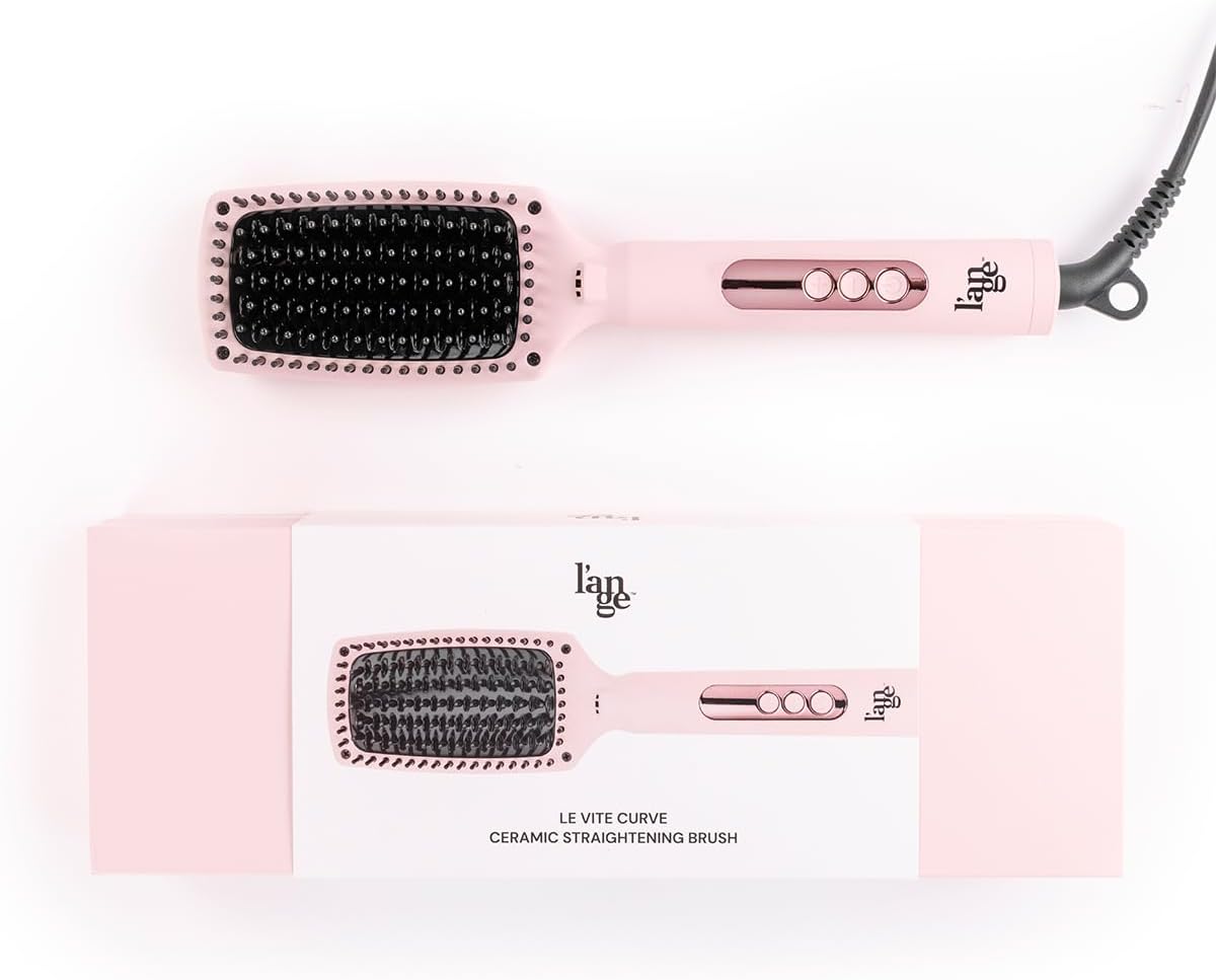 L'ANGE HAIR Le Vite Curve Ceramic Straightening Brush | Heated Straightener Flat Iron for Smooth, Anti Frizz Hair | for All Hair Lengths | Hot Styling Brush for Effortless Straightening (Blush) - Image 6