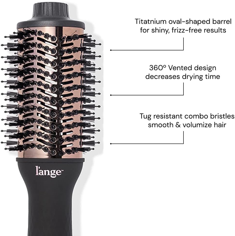 L'ANGE HAIR Le Volume 2-in-1 Titanium Blow Dryer Brush | Hot Air Brush in One with Oval Barrel | Hair Styler for Smooth, Frizz-Free Results for All Hair Types (Black - 60mm) - Image 2