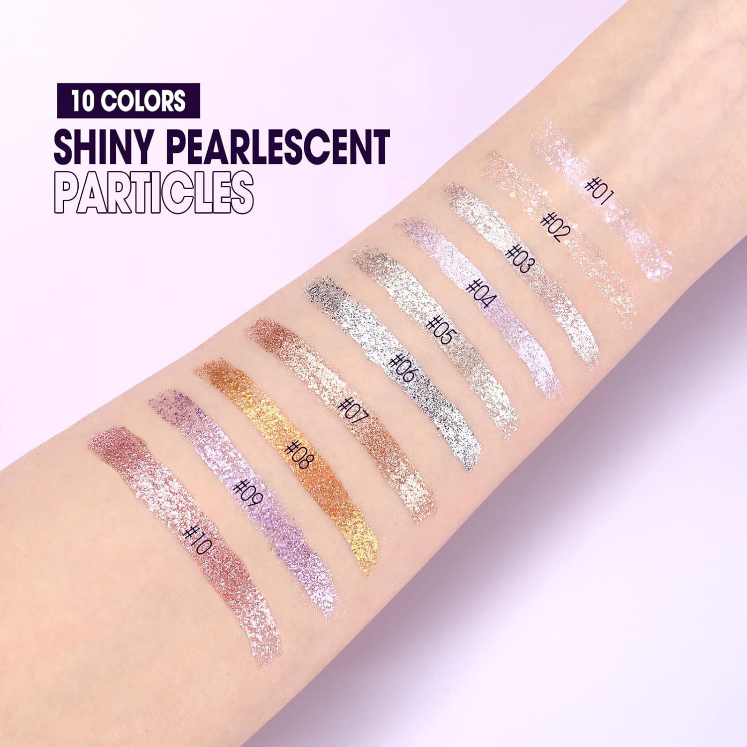 LANGMANNI 10Pcs Liquid Glitter Eyeshadow Korean Makeup Set, Shimmer,Pigmented,Long Lasting,Quick Drying,Easy to Apply Crystals Glitter Eyeshadow (10pcs Set) - Image 2