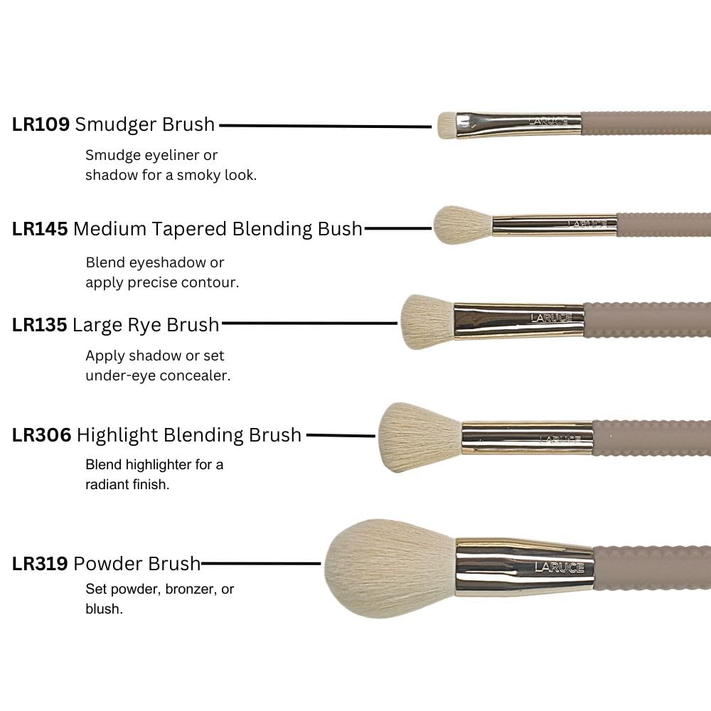Laruce Beauty Makeup Brush Set – Set of 5 Premium Vegan Brushes for Full Face, Professional Makeup Brushes for Blush, Bronzer, Concealer, Eyeshadow, and Powder (5 pcs) - Image 2