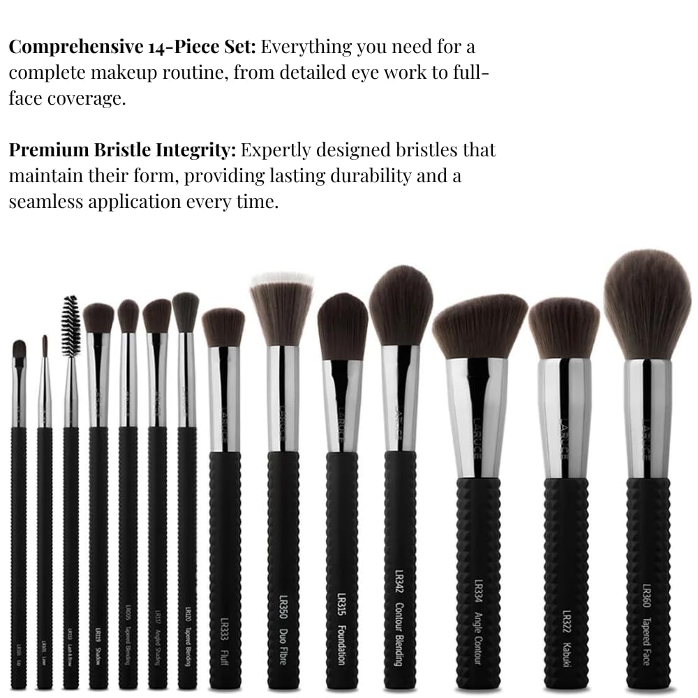 Laruce Makeup Brushes 14Pcs Makeup Brush Set Premium Synthetic Brushes for Foundation, Blending, Blush, Eyeliner, Shadow, Brow, Concealer, and Kabuki Brush with Travel Cup - Image 2