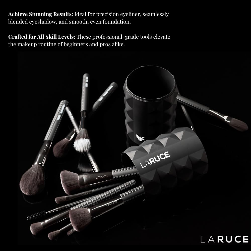Laruce Makeup Brushes 14Pcs Makeup Brush Set Premium Synthetic Brushes for Foundation, Blending, Blush, Eyeliner, Shadow, Brow, Concealer, and Kabuki Brush with Travel Cup - Image 5