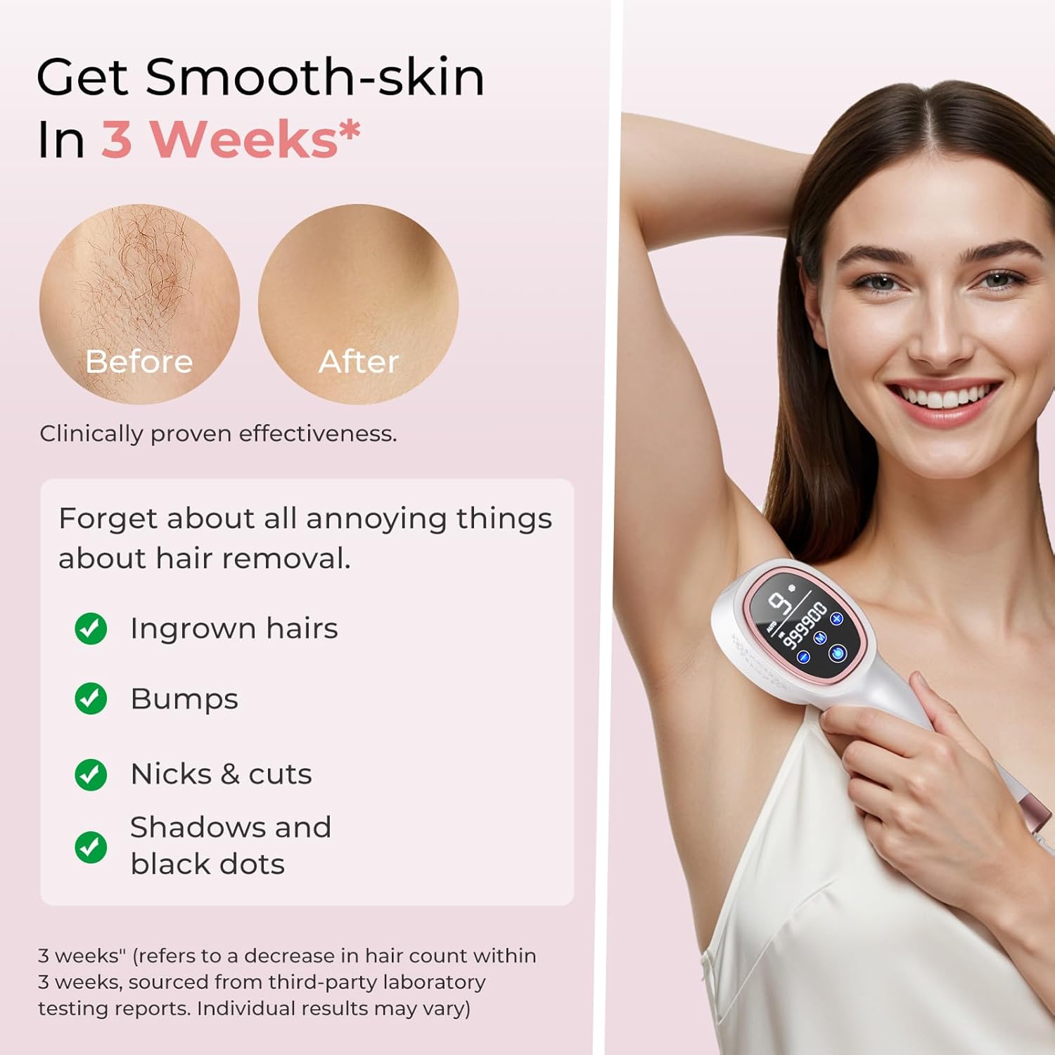 Laser Hair Removal for Women & Men, 45°F Ice-Cooling Contact, Safe & Virtually Painless Alternative to Salon IPL Hair Removal Device, Long-Lasting Hair Removal from Home, with Razor & Glasses - Image 4