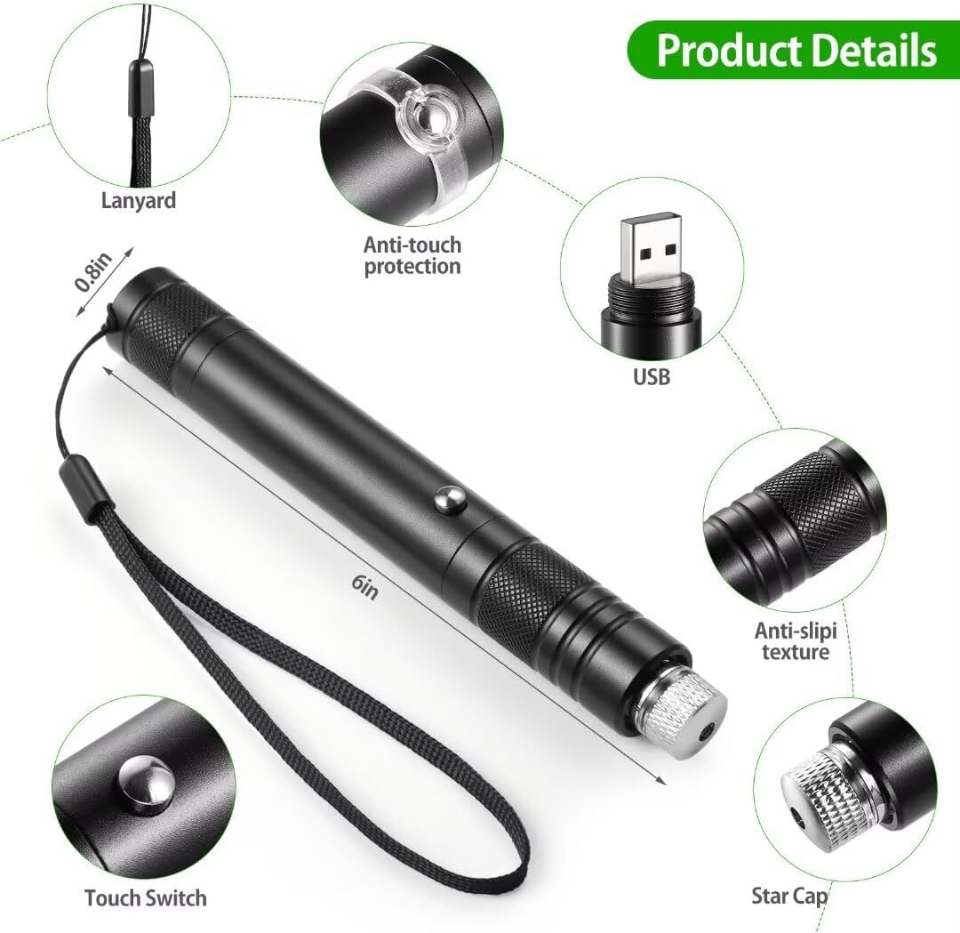 Laser Pointer High Power Rechargeable Lazer Pointer, Laser Pen with Long Range Adjustable Focus with Star Cap, Laser Pointer Pen Suitable for Outdoor, Astronomy, Cats Dogs (Red) - Image 9