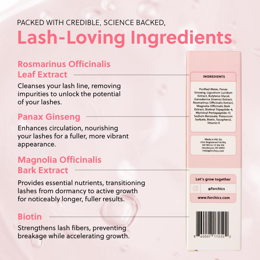 Lash & Brow Growth Serum - Hormone-Free Enhancer for Thicker, Longer Lashes & Brows in 2 Weeks - Organic, Vegan & Gentle 0.10 fl. oz / 3ml - Image 5
