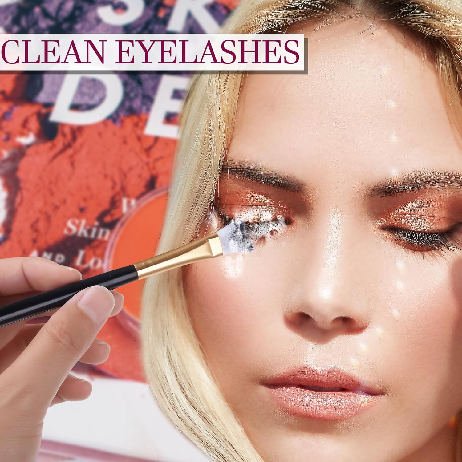 Lash Cleansing Brush, 5 Pcs Eyelash Shampoo Curved Brushes for Lash Extension Deep Cleaning Soft Makeup Removal Lash Brush Cleaner Facial Cleaning Brush for Home and Salon Use Bath Makeup Tools - Image 2