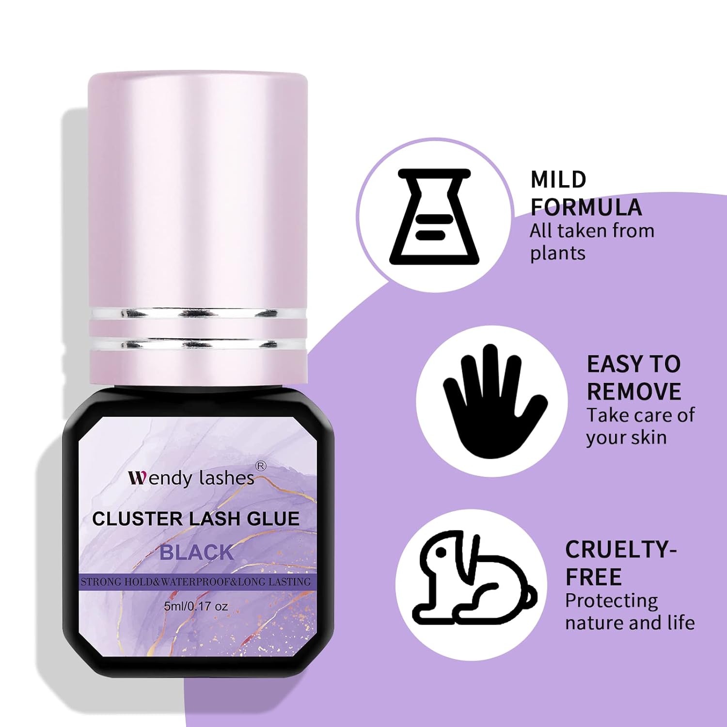 Lash Cluster Glue Eyelash Black Sensitive Fast Drying Waterproof Lashes-Glue Individual Long Lasting DIY Lashes Extension Strong Hold-for Using at Home(5ML) - Image 4