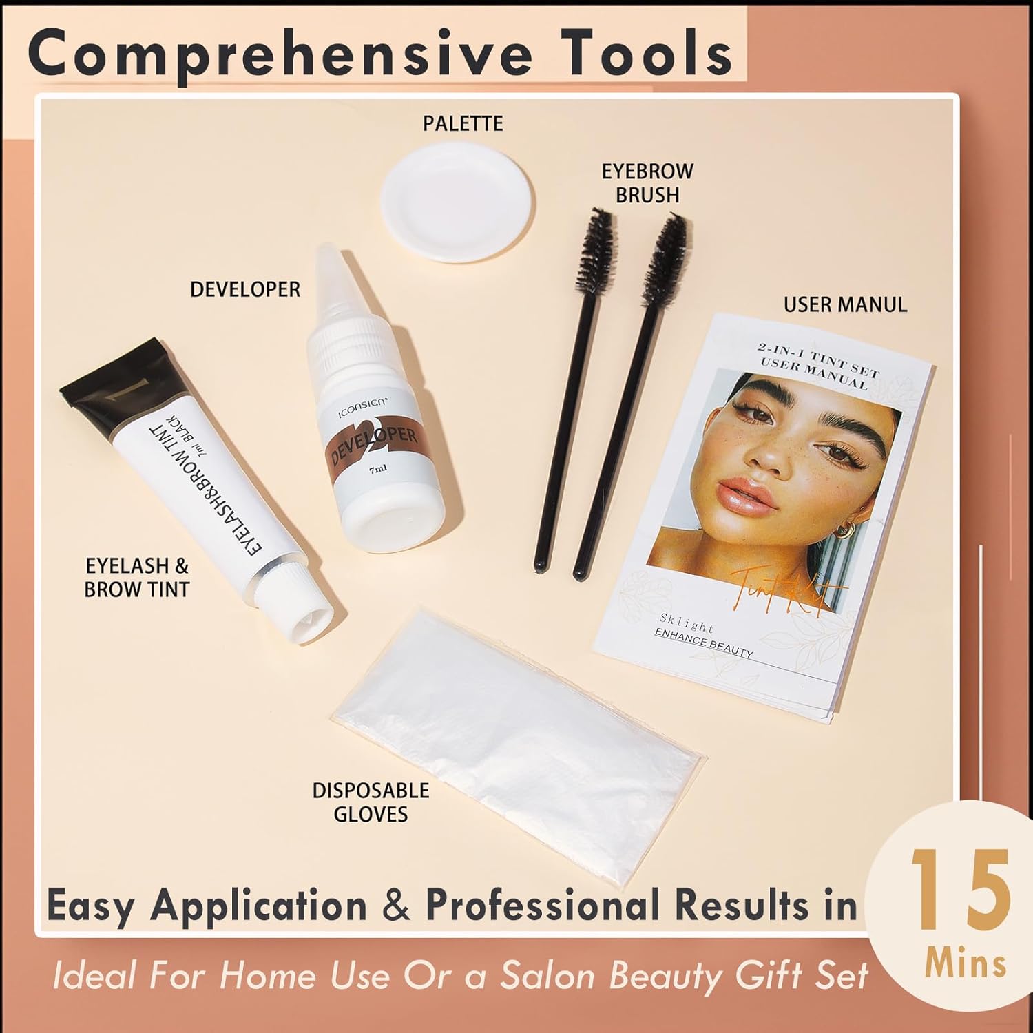 Lash Color Kit, Lasting for 4 Weeks Professional Eyelash & Eyebrow Color Kit, Instant Eyelash Color with Natural Ingredients, Safe & Easy to Use at Home 7ml (Coffee) - Image 5