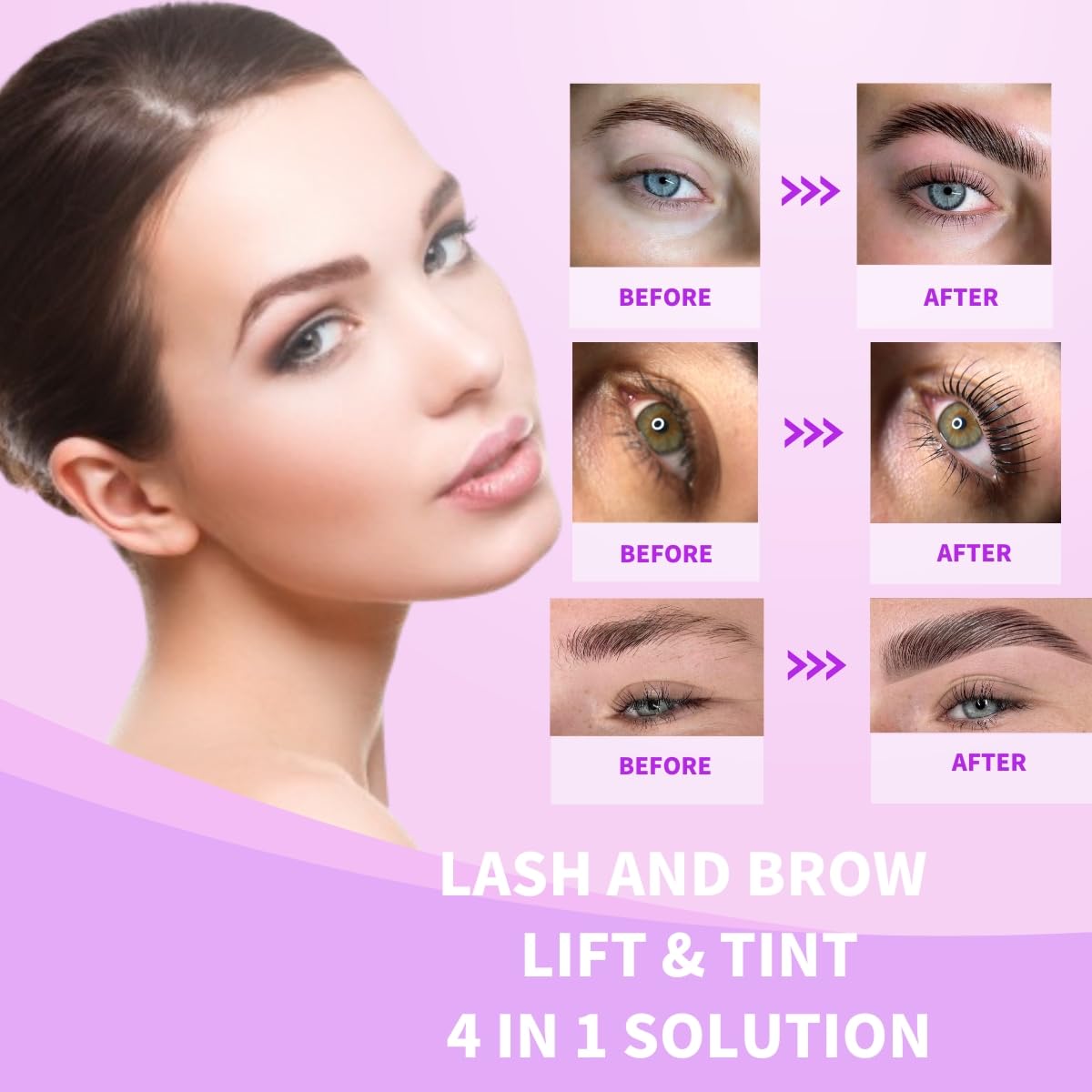 Black Lash Lift and Brow Lamination Kit 4-in-1 Professional Solutions for Home Use 6-8 Weeks Lasting - Image 2