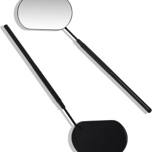 Lash Mirror Extra Large Makeup Mirror for Eyelash Extensions Detachable Stainless Steel Square Round Lash Extension Accessories(Black)