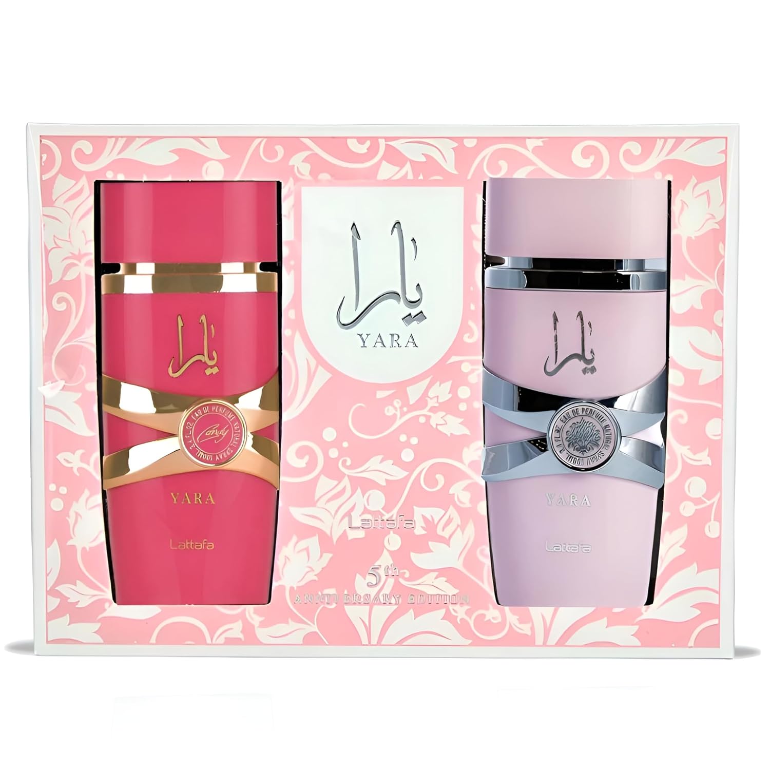 Lattafa Yara 5th Anniversary Edition – Floral, Fruity, Gourmand, Vanilla – 2-Piece Eau de Parfum Gift Set for Women (Yara & Yara Candy, 2 x 3.4 Ounce Sprays)