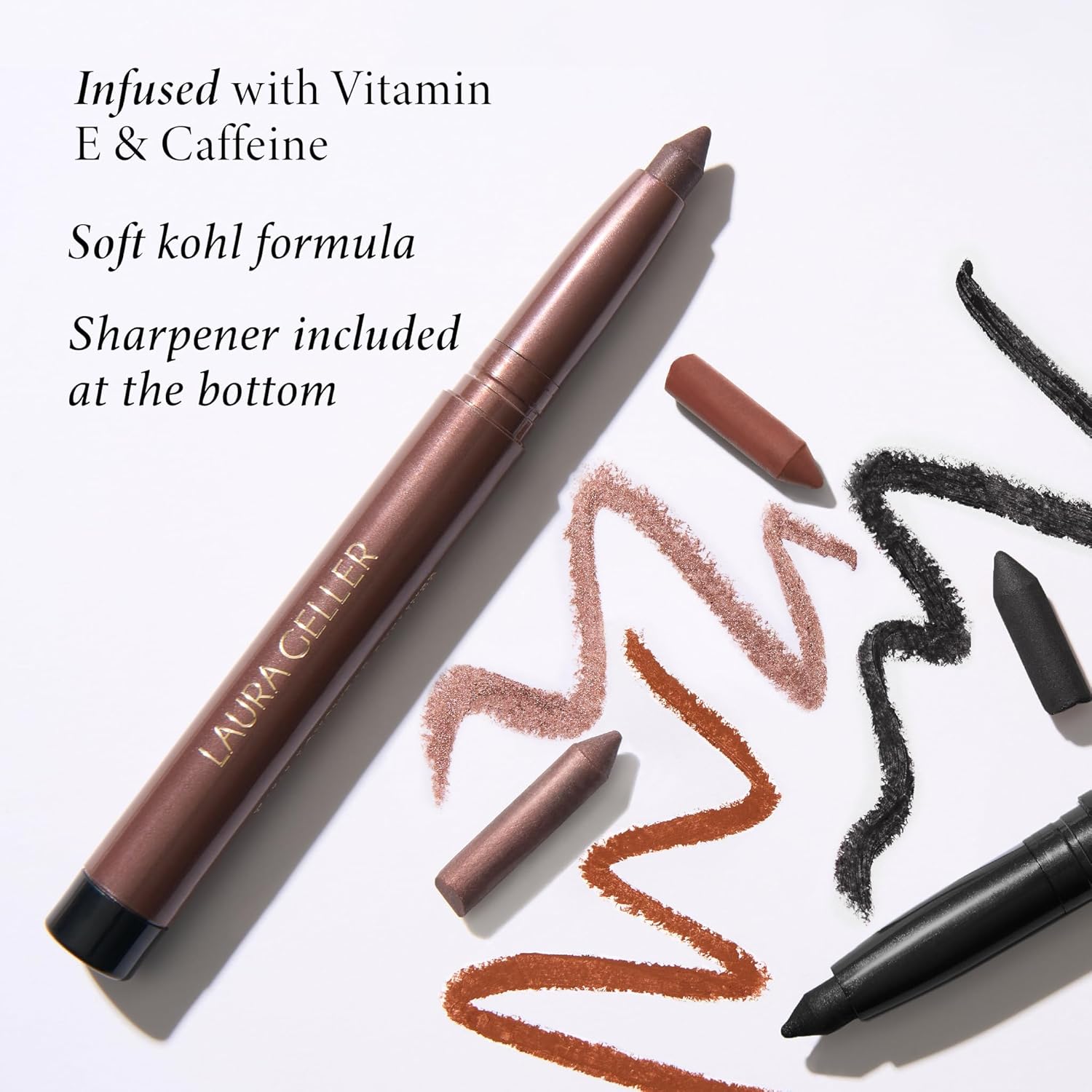 LAURA GELLER NEW YORK Kajal Longwear Kohl Eyeliner Pencil - Deep Charcoal Kohl - Caffeine and Vitamin E - Smooth & Blendable Liner - Built-In Sharpener - Image 3