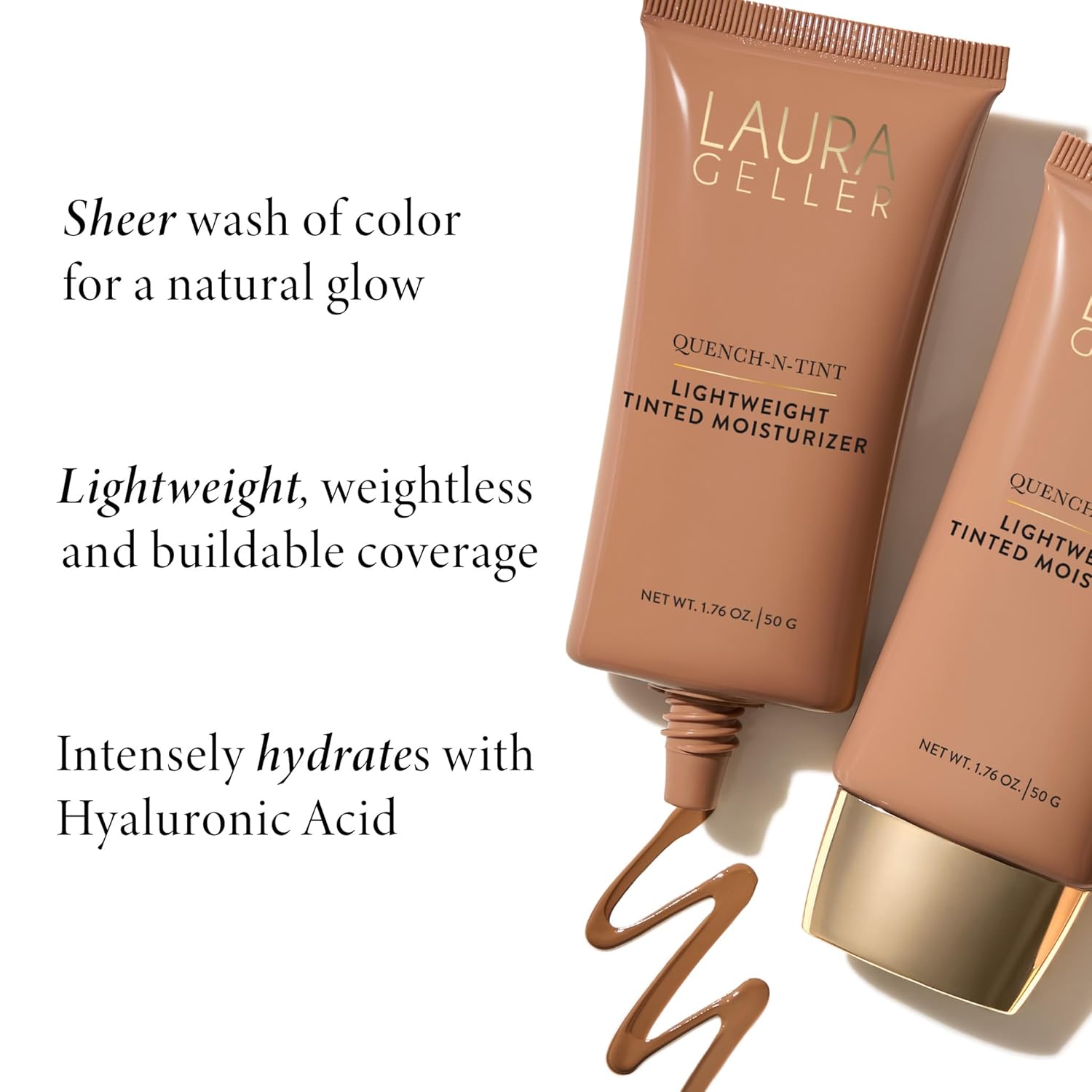LAURA GELLER NEW YORK Quench-n-Tint Lightweight Tinted Moisturizer, Porcelain/Fair - Sheer to Light Buildable Coverage - Natural Glow Finish - Lightweight Formula with Hyaluronic Acid - Image 3