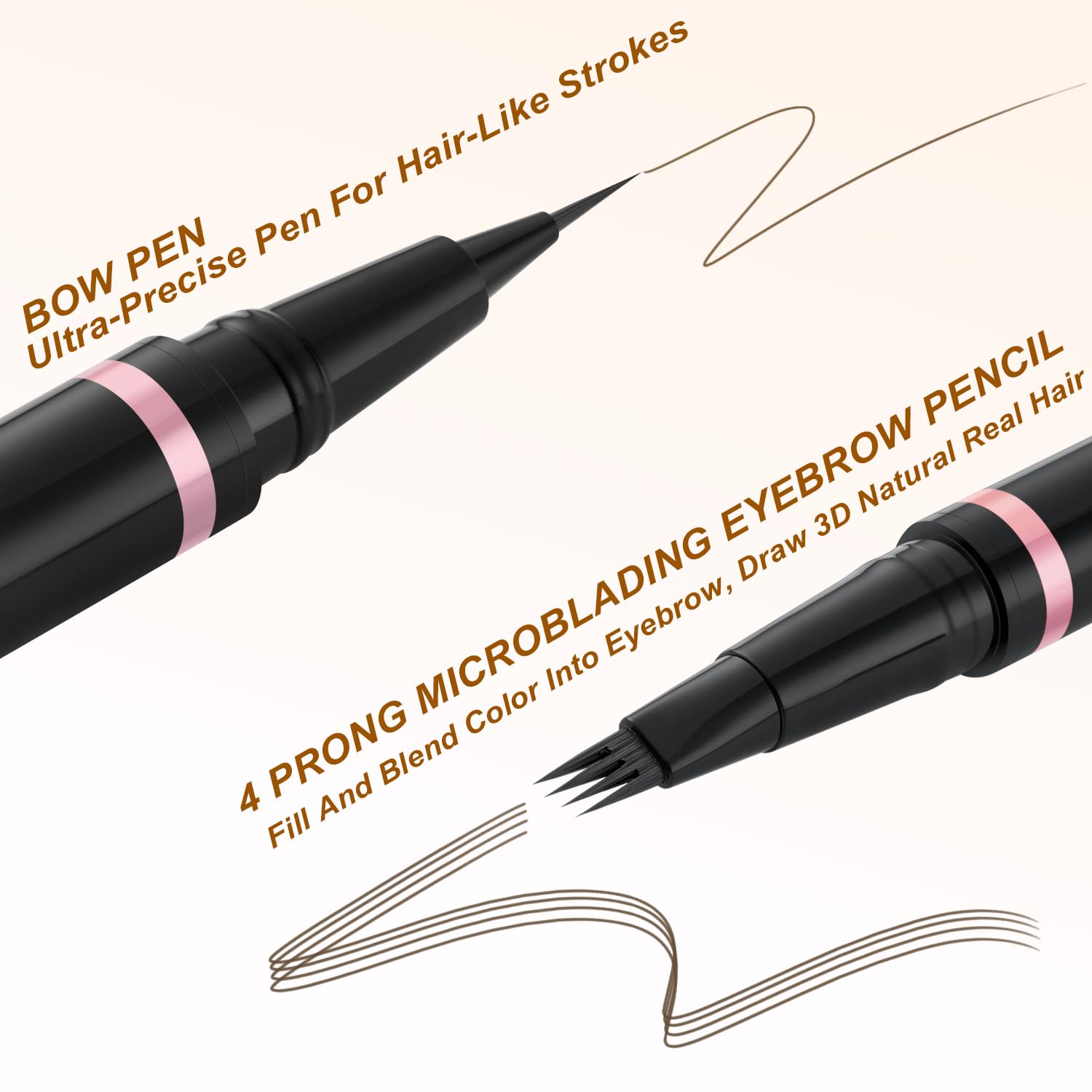 LAVONE Eyebrow Pencil Makeup Kit, with Waterproof 2-IN-1 Microblading Eyebrow Pen, Eyebrow Pomade, Eyeliner and Dual-ended Eyebrow Brush, Brow Pencil Kit for Natural Eyebrows - Ash Brown - Image 3