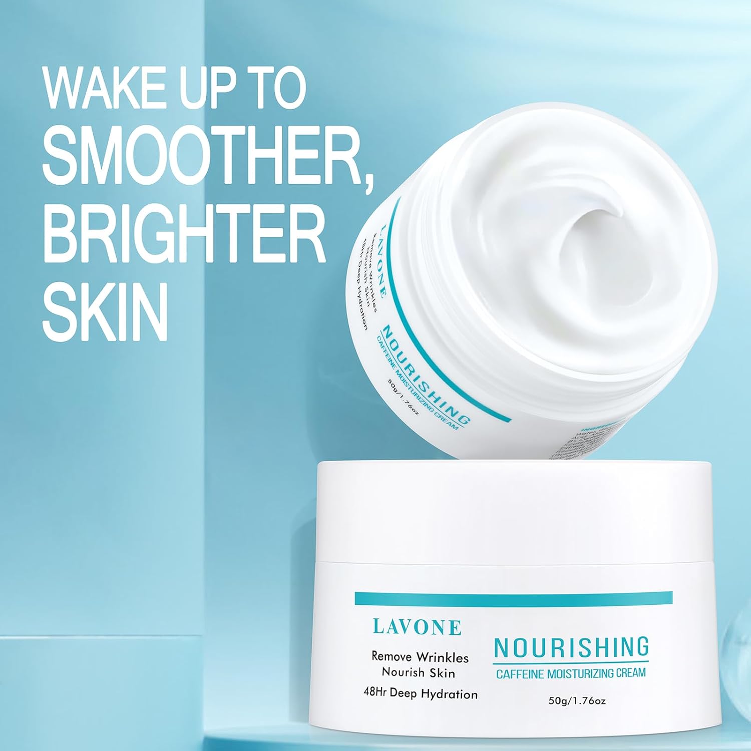 LAVONE Caffeine Hyaluronic Acid Vitamin E Face Moisturizer Cream 50ml All Skin Types - Image 3