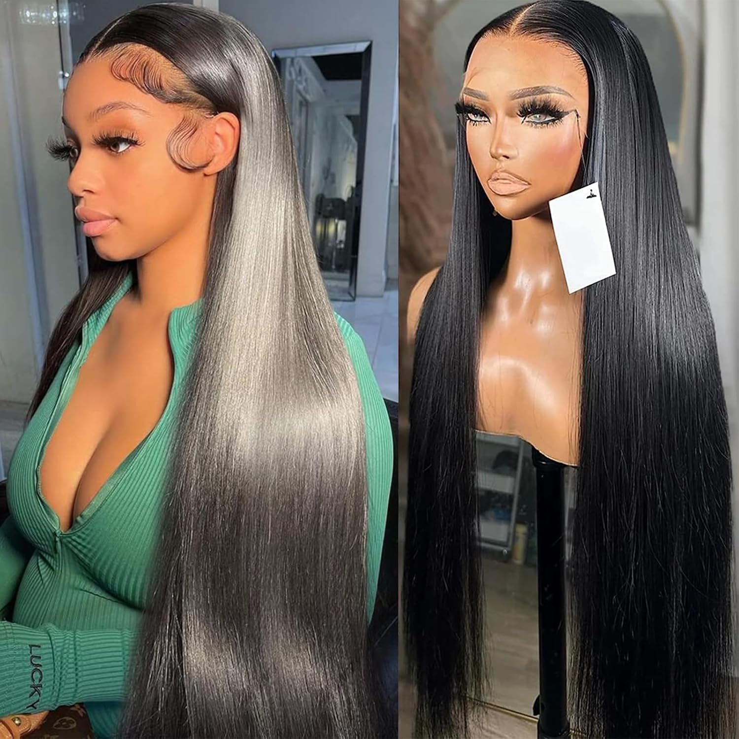Lemoda 13x6 Full Lace Frontal Wig 200% Density Straight Lace Front Wigs Human Hair HD Transparent Lace Wig Pre Plucked with Baby Hair 14A Brazilian Virgin Human Hair Wigs for Women 20 Inch