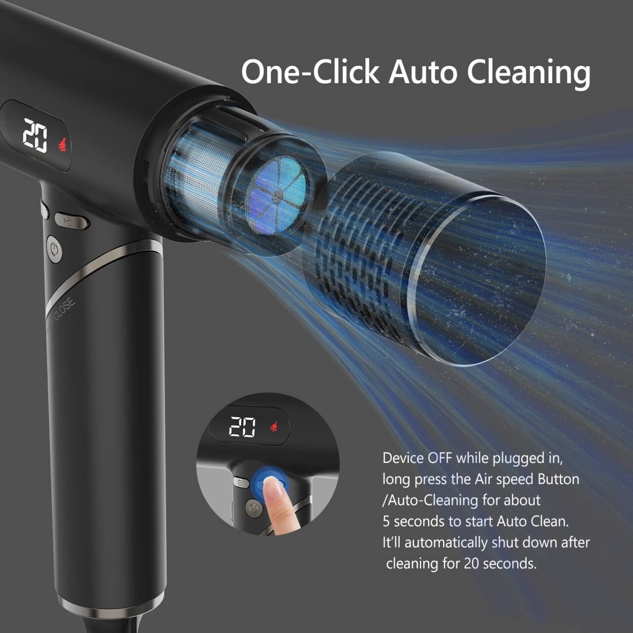 LENA Travel Hair Dryer Powerful Blow Dryer | Ionic Foldable Hairdryer | Lightweight & Fast Drying with High-Speed Brushless Motor, Ion Tech., LED Display, Magnetic Nozzles | Protects Hair as You Dry - Image 5