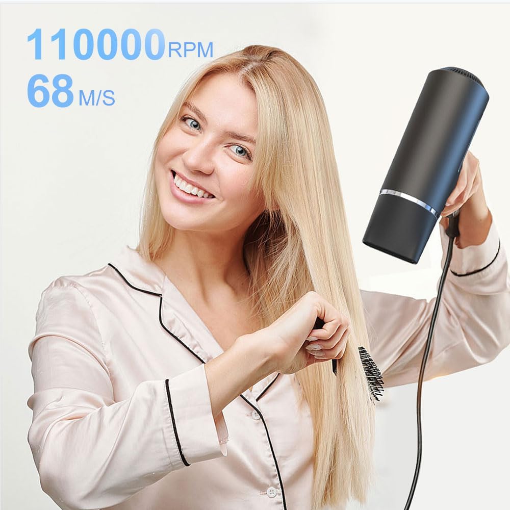 LESCOLTON Blow Dryer with Diffuser, Ionic Blow Dryer 110,000 RPM Brushless Motor 1400W Powerful High Speed, LED Display, 3 Speeds for Fast Drying, Low Noise, Lightweight Home Travel (Iron Gray) - Image 4