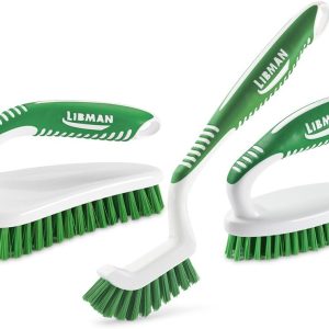 Libman Scrub Brush Kit – Three Different Durable Brushes for Grout, Tile, Bathroom, Kitchen. Easy to Handle, Strong Fibers for Tough Messes – Family Made in the USA, Unisex Lot 2406