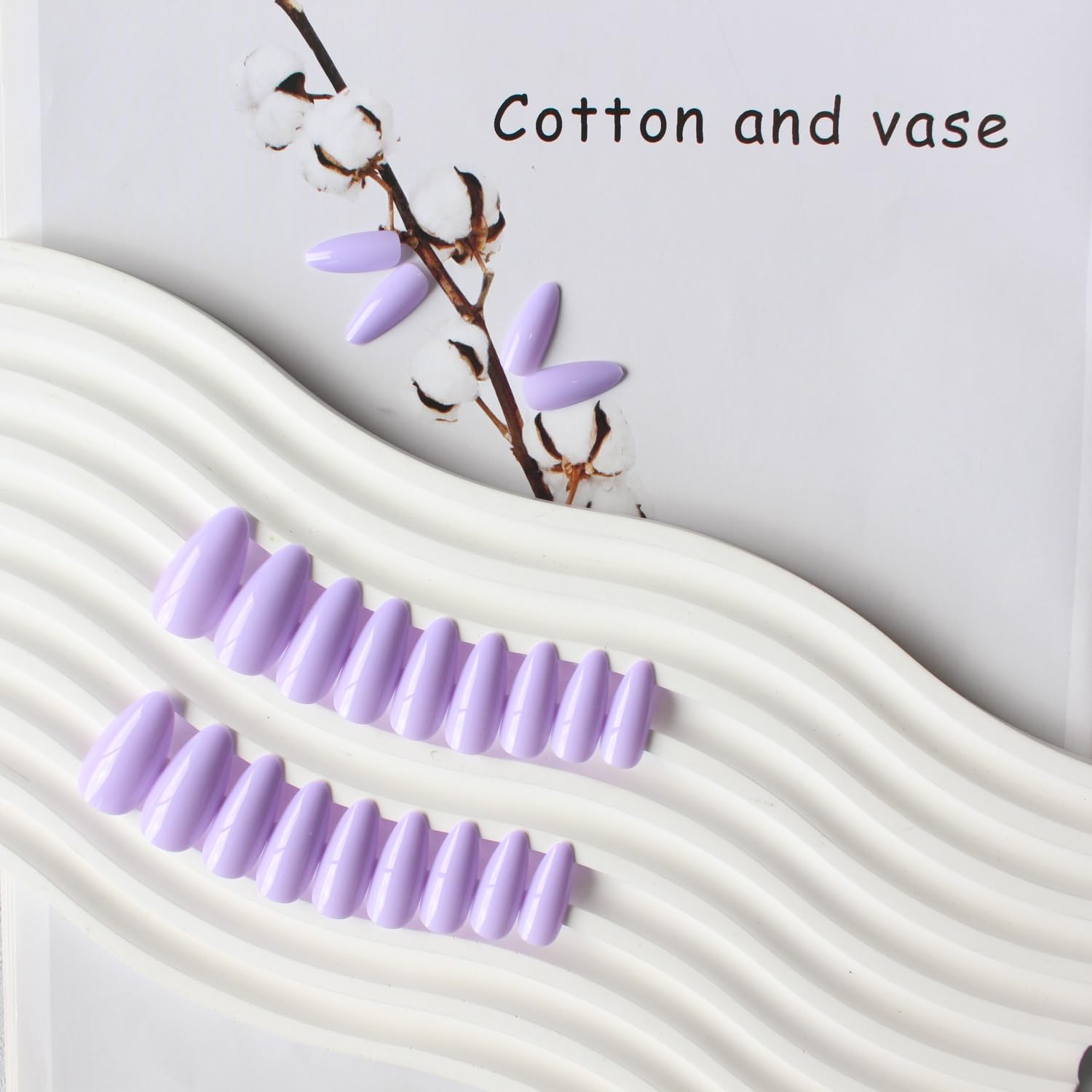 Light Purple Press on Nails Almond Shaped Medium Almond Nails Press on Neutral Acrylic Nails Reusable Fake Nails for Women Girls, Glue on Nails Medium Length Stiletto False Nails Gel Artificial Nails - Image 5