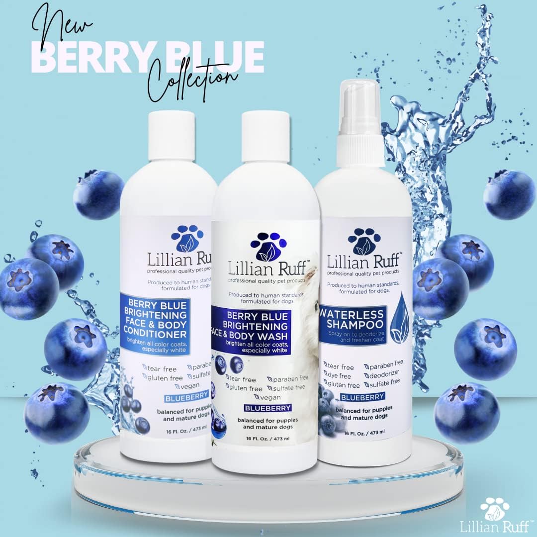 Lillian Ruff Berry Blue Brightening Face and Body Wash for Dogs - Blueberry Shampoo - Remove Tear Stains, Hydrate Dry Itchy Skin, Add Shine & Luster to Coats (Berry Blue Shampoo 16oz) - Image 5
