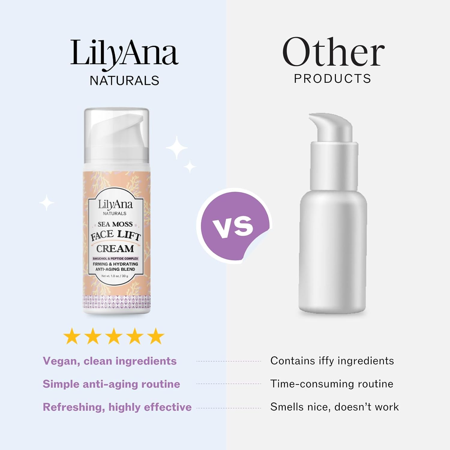 LilyAna Naturals Bakuchiol Face Lift Cream with Sea Moss and Peptide Complex - Face Cream for Women - Moisturizing and Lifting Facial Cream - Anti-Aging Overnight Moisturizer - Made in the USA - 1 oz - Image 7