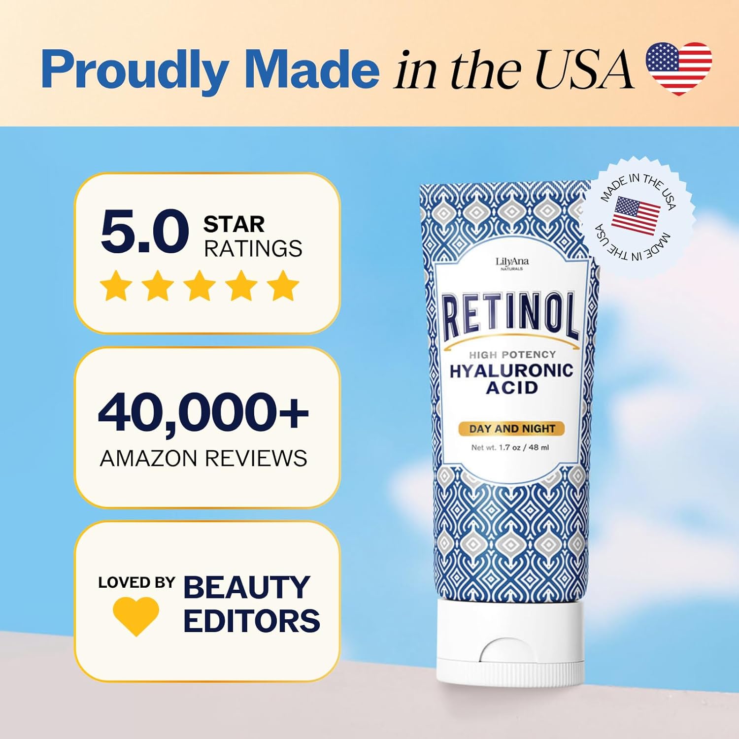 LilyAna Naturals Retinol Cream - Anti-Aging Moisturizer for Face & Neck, Made in USA, Wrinkle Reduction - 1.7oz, 2 Pack - Image 9